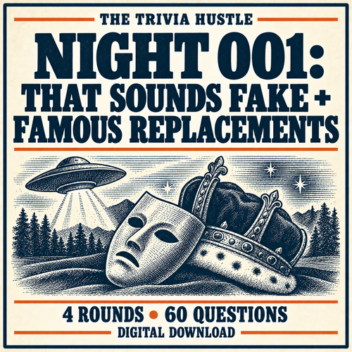 The Trivia Hustle Night 001: That Sounds Fake + Famous Replacements — 4 ROUNDS • 60 QUESTIONS