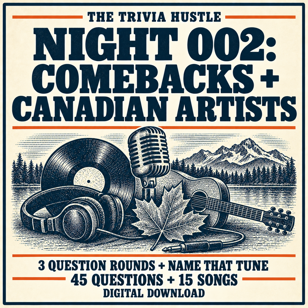 The Trivia Hustle Night 002: Comebacks + Canadian Artists — 45 QUESTIONS + 15 SONGS