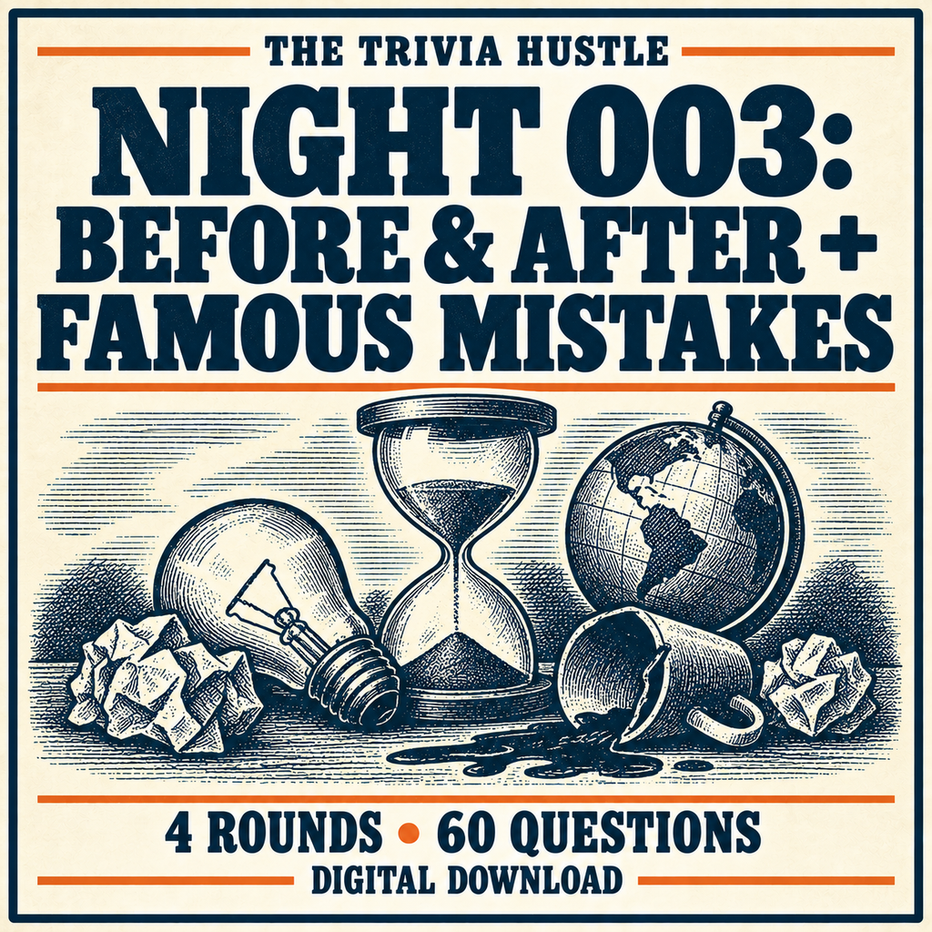 The Trivia Hustle Night 003: Before & After + Famous Mistakes — 4 ROUNDS • 60 QUESTIONS