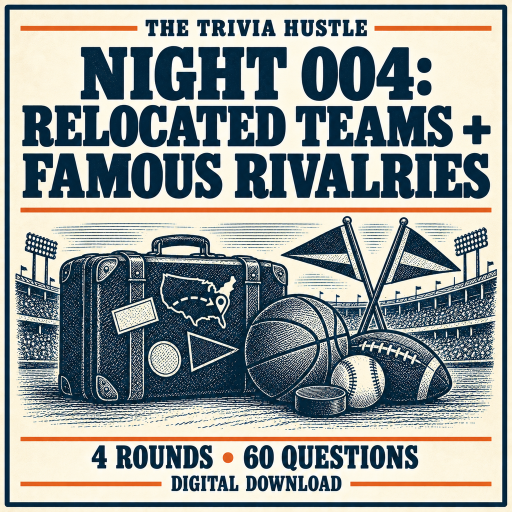 The Trivia Hustle Night 004: Relocated Teams + Famous Rivalries — 4 ROUNDS • 60 QUESTIONS