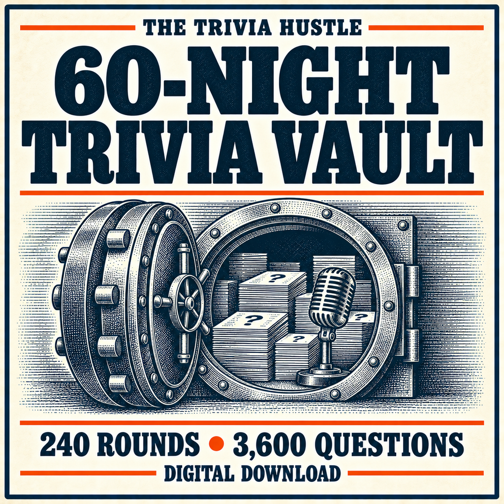 The Trivia Hustle 60-Night Trivia Vault — 240 rounds, 3,600 questions, digital download