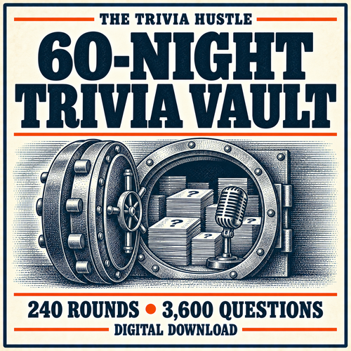 The Trivia Hustle 60-Night Trivia Vault — 240 rounds, 3,600 questions, digital download