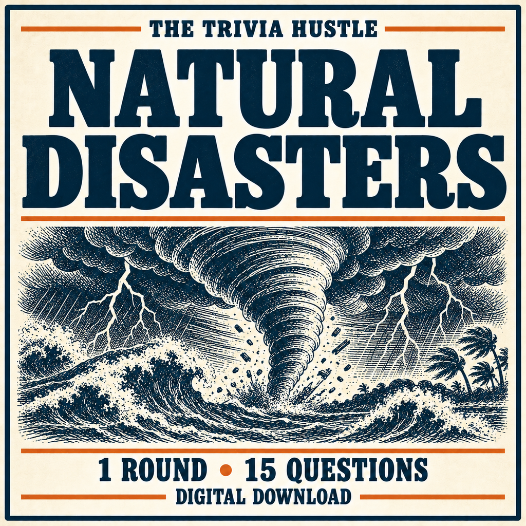 The Trivia Hustle Archive Round: Natural Disasters — matching illustrated cover