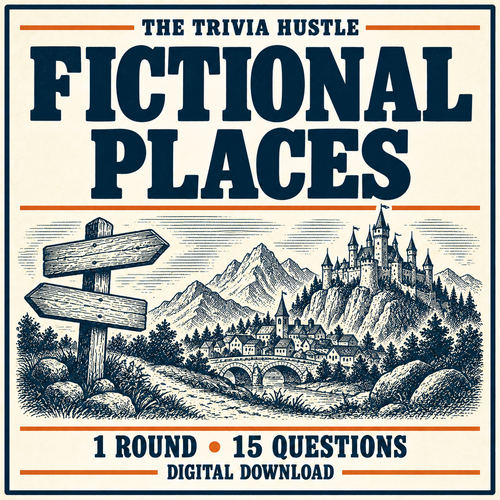 The Trivia Hustle Archive Round: Fictional Places — matching illustrated cover