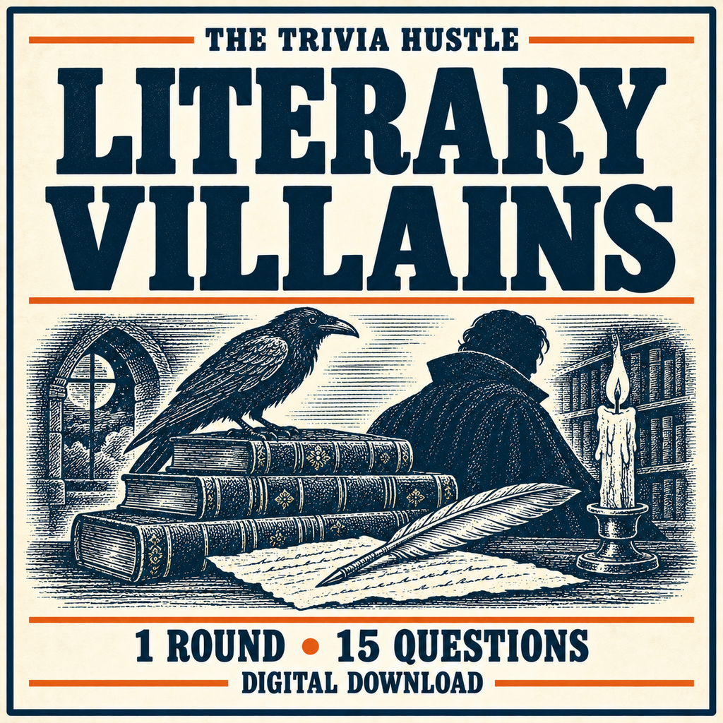 The Trivia Hustle Archive Round: Literary Villains — matching illustrated cover