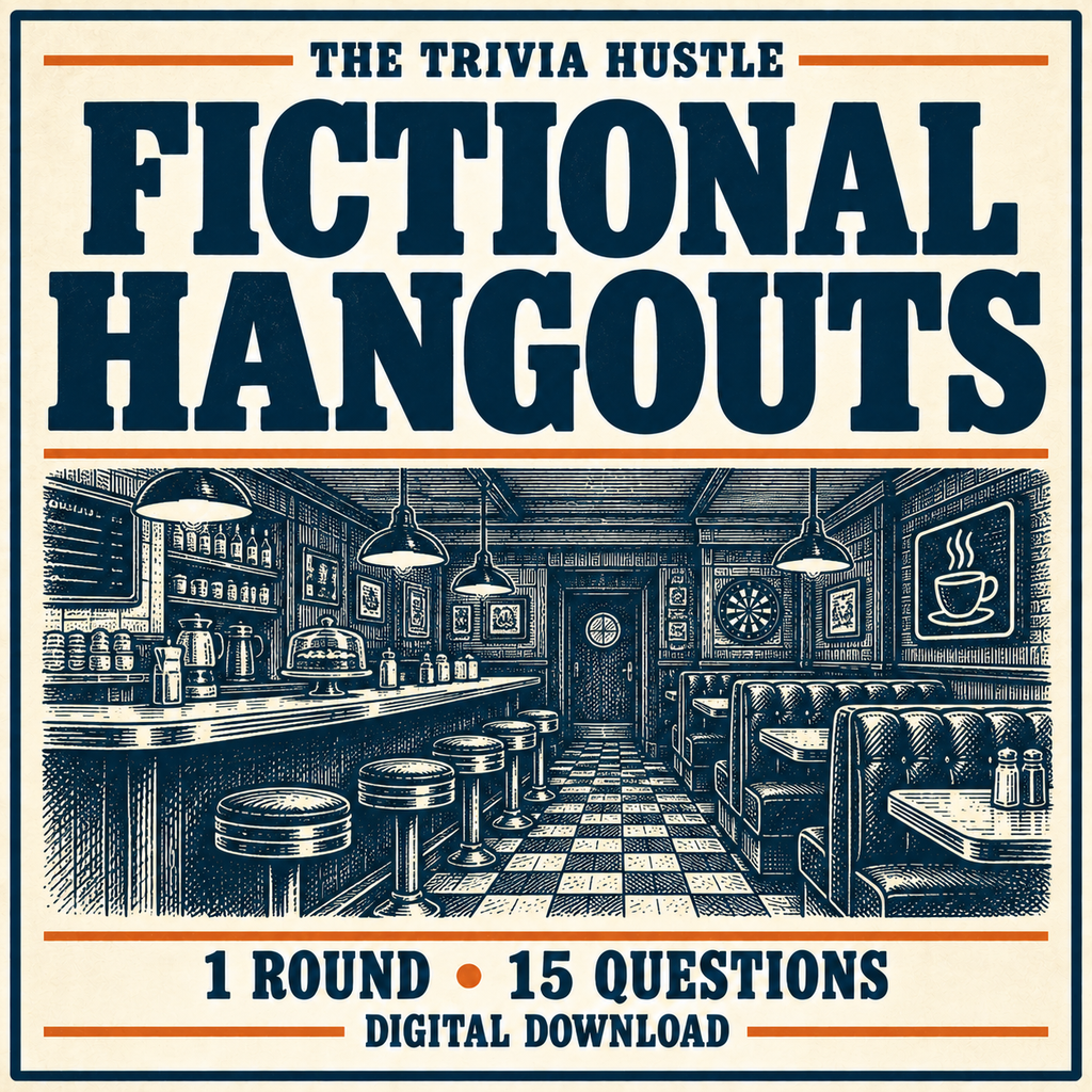 The Trivia Hustle Archive Round: Fictional Hangouts — matching illustrated cover