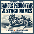 The Trivia Hustle Archive Round: Famous Pseudonyms & Stage Names — matching illustrated cover