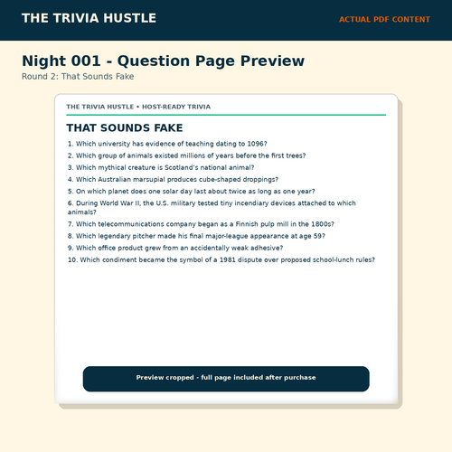 Night 001 actual PDF content preview — That Sounds Fake question page