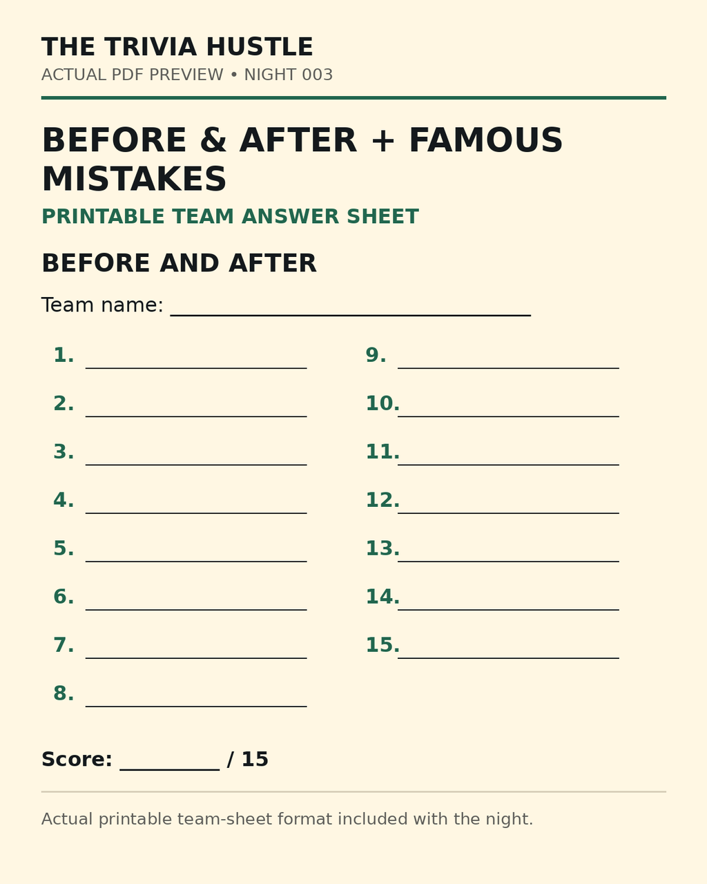Night 003 printable team answer sheet preview