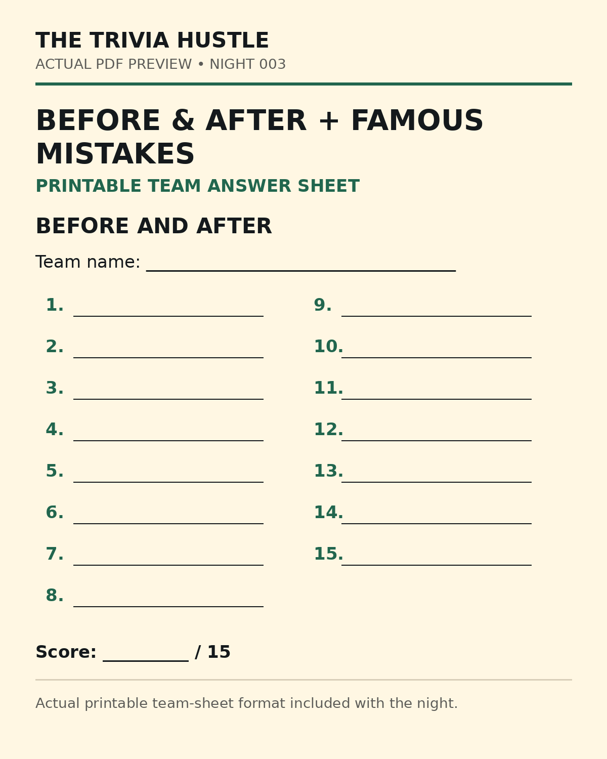 Night 003 printable team answer sheet preview