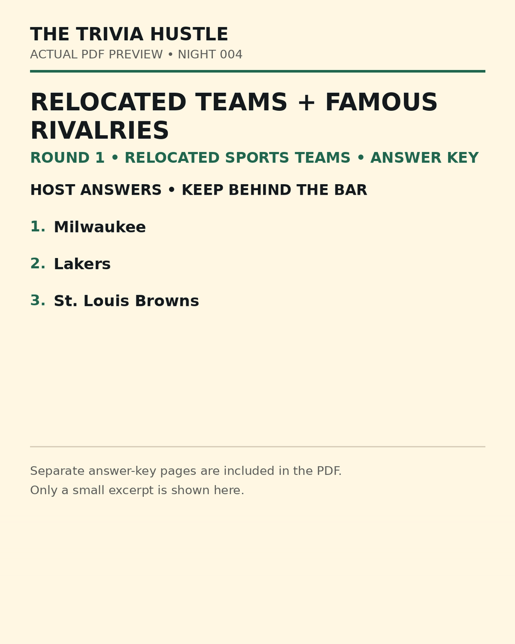 Night 004 actual PDF preview — Relocated Sports Teams answers 1–3