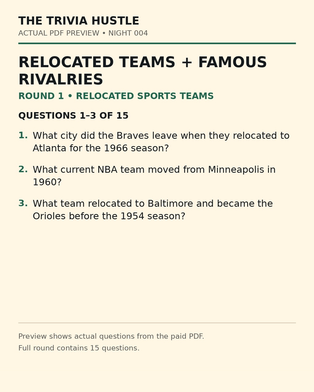 Night 004 actual PDF preview — Relocated Sports Teams questions 1–3