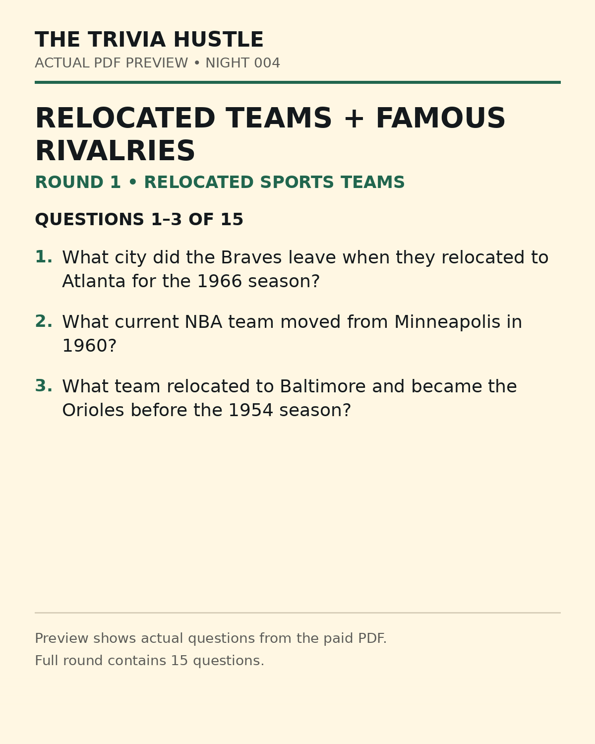 Night 004 actual PDF preview — Relocated Sports Teams questions 1–3