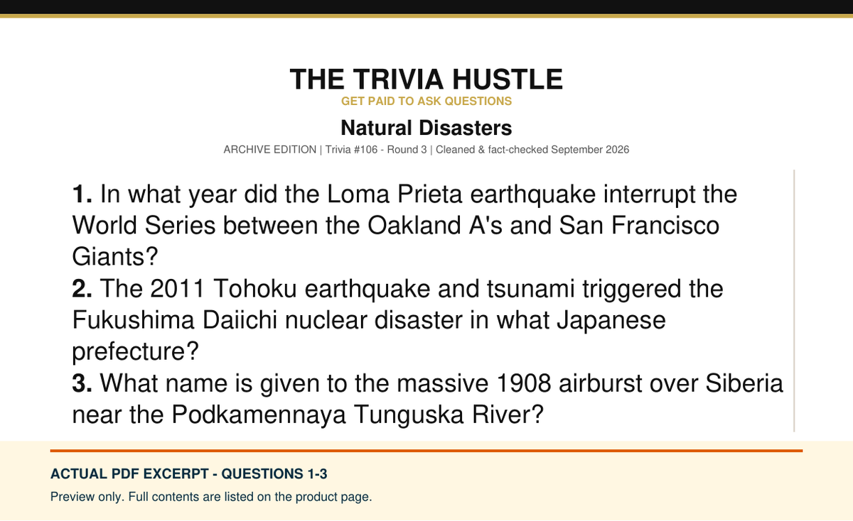 Actual PDF questions 1–3 excerpt: Archive Two-Round Pack: Chaos & Classics (source page 1).