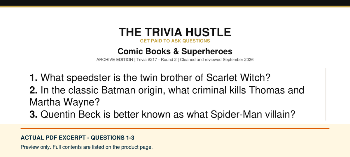 Actual PDF questions 1–3 excerpt: Archive Two-Round Pack: Heroes & Authors (source page 1).
