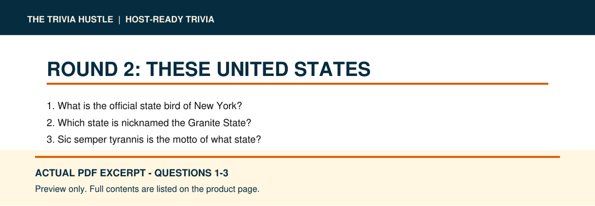 Actual PDF questions 1–3 excerpt: Night 009: These United States + The 1980s (source page 4).