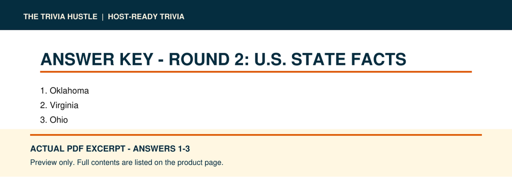 Actual PDF answers 1–3 excerpt: Night 011: U.S. State Facts + Movie Taglines (source page 8).